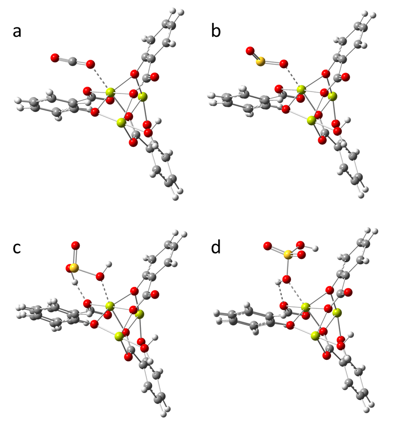 Adsorption model in a metal organic framework
